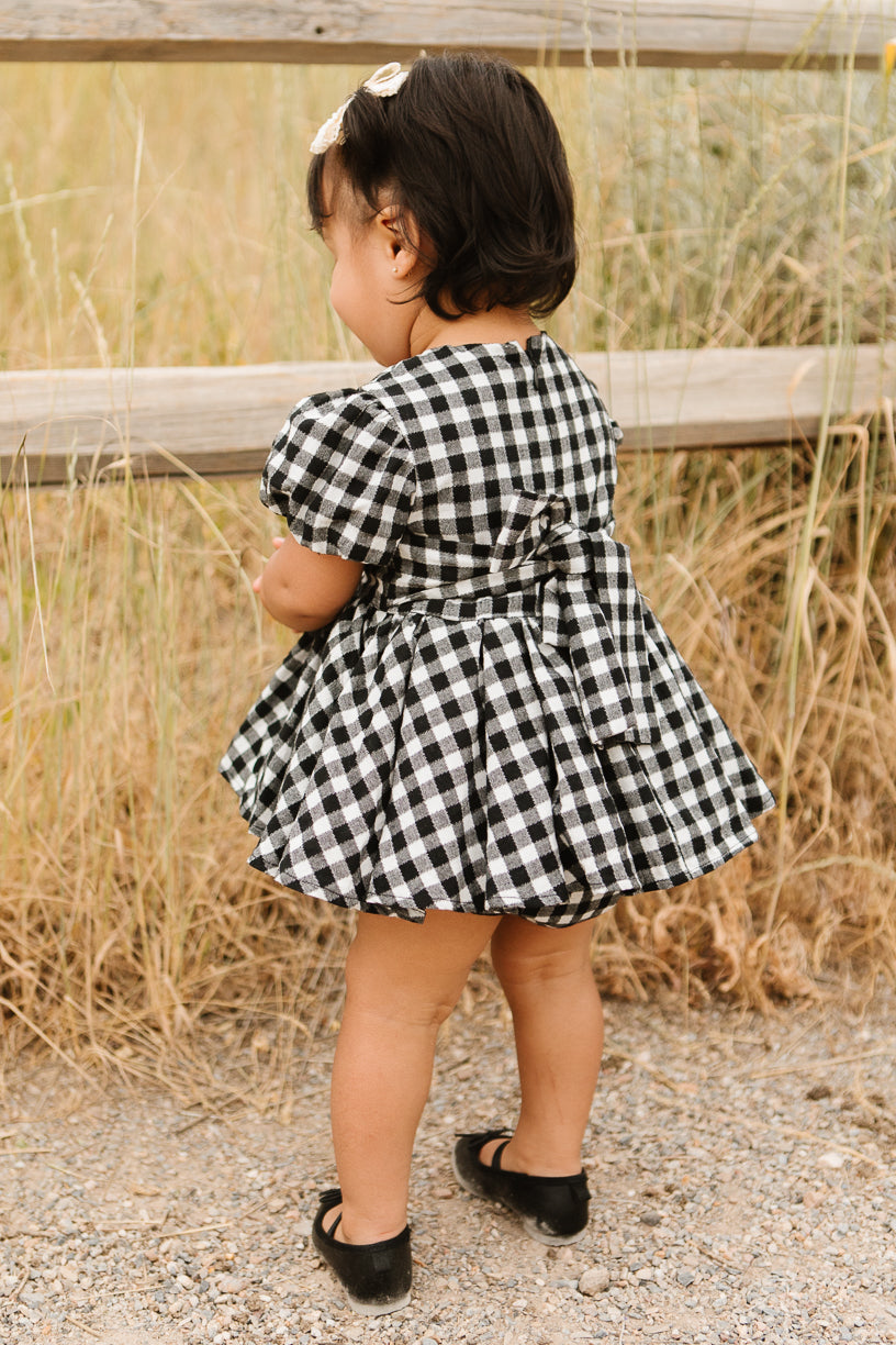 Baby Cupcake Dress Set in Black Gingham