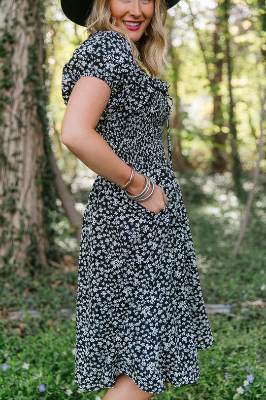 Rae Dress in Black Daisy