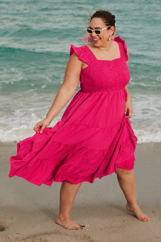 Hailey Dress in Pink Gingham