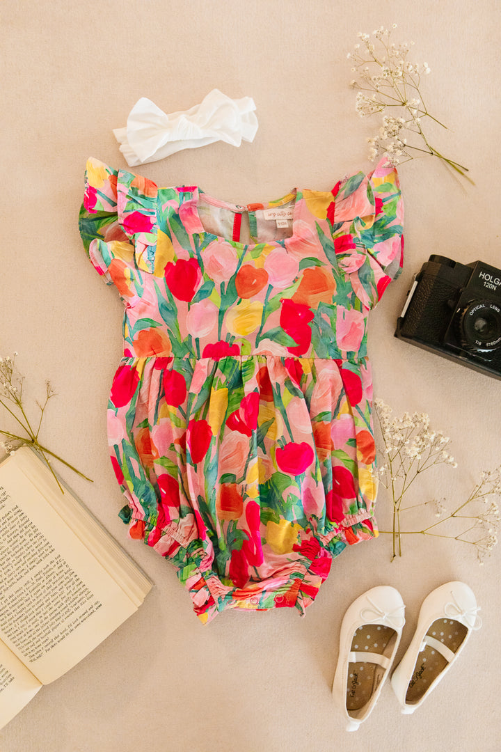 Baby Hattie Romper in Tulips