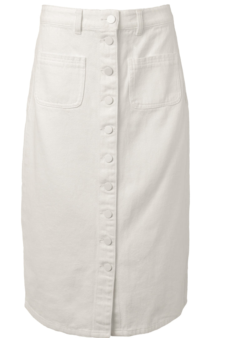 Emma Denim Skirt in White-Adult