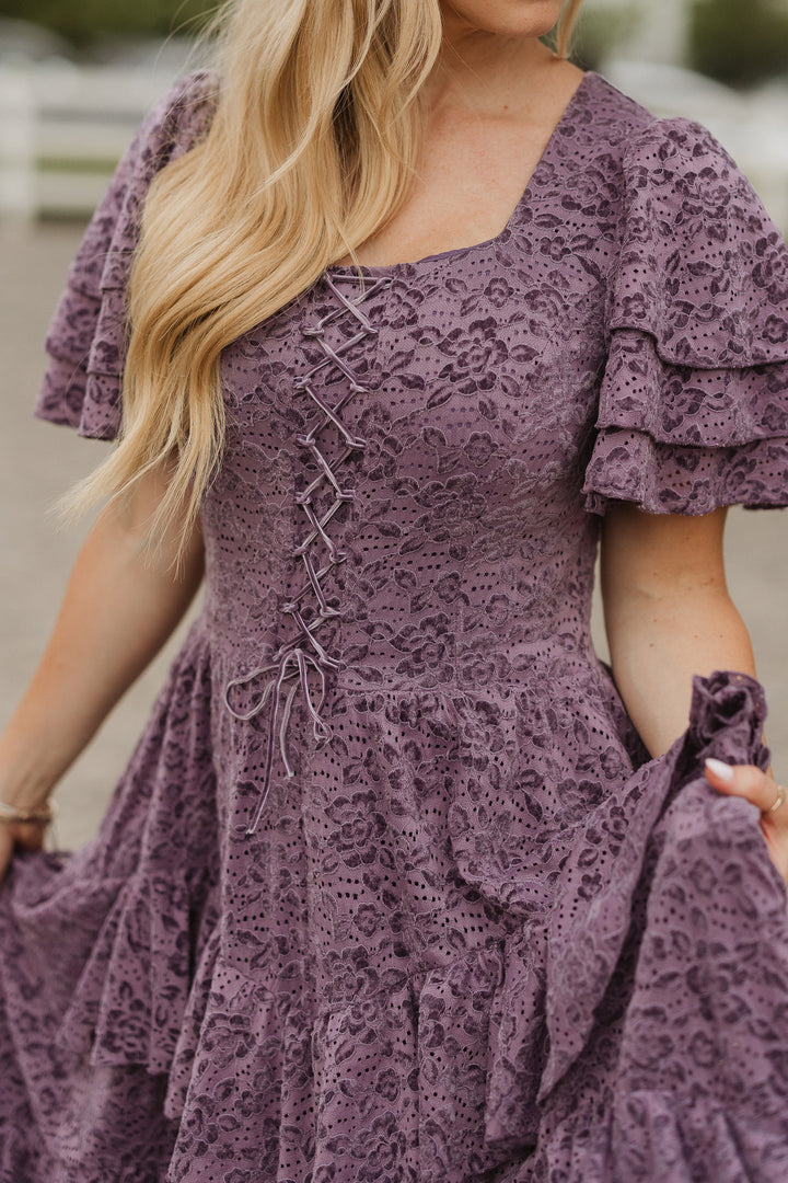 Solana Dress in Purple Lace