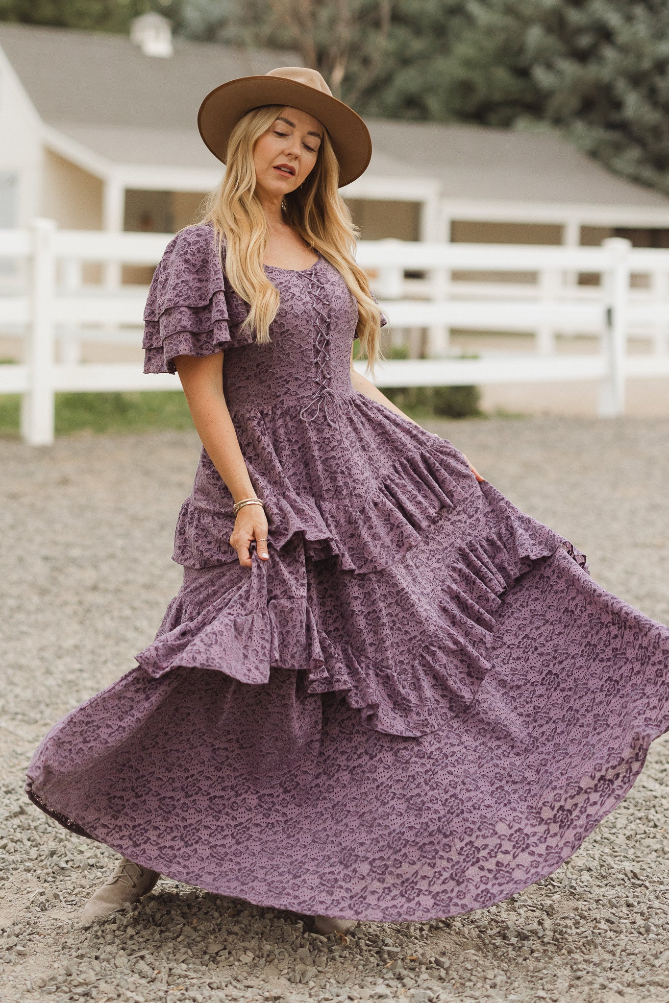 Purple lace dress on sale