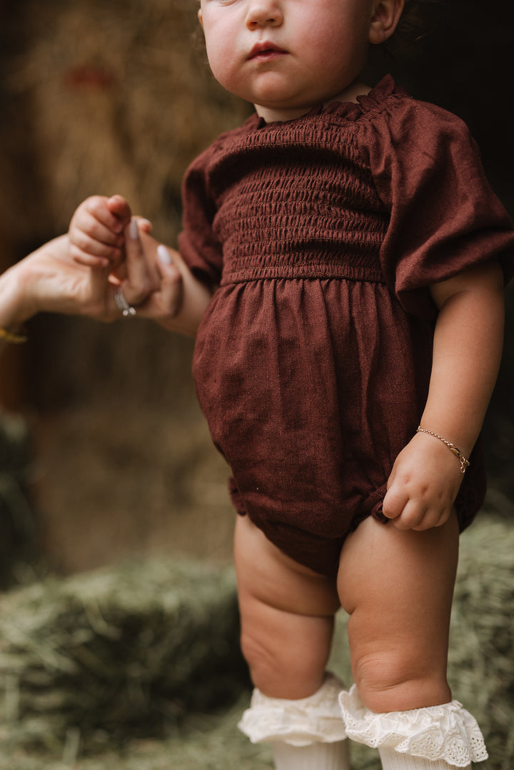 Baby Lani Romper in Brown