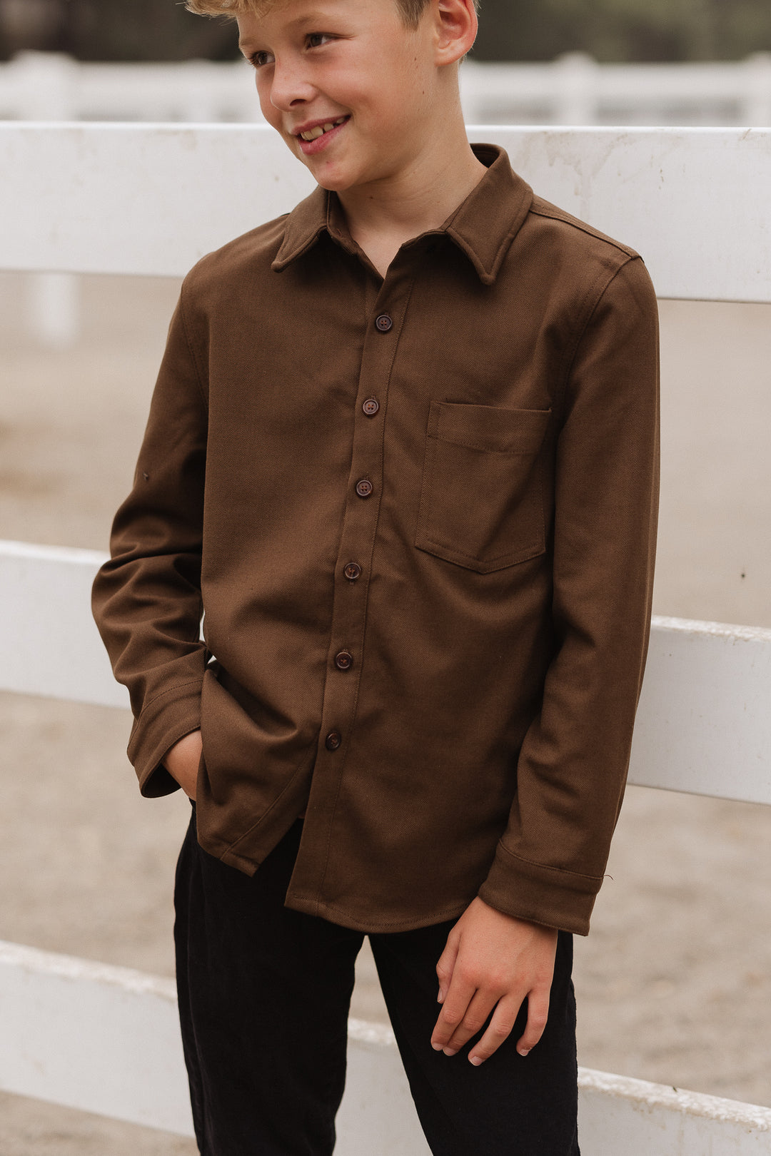 Boys John Shirt in Brown - FINAL SALE