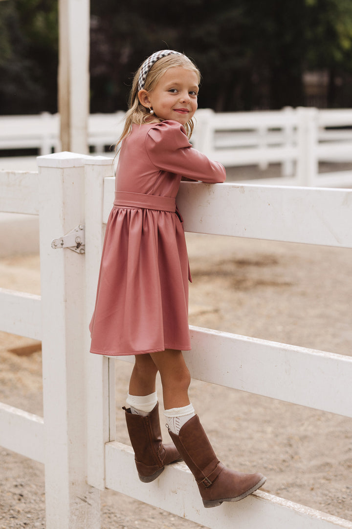 Mini Virgo Vegan Leather Dress in Pink