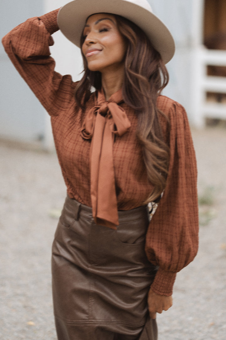 Sybil Blouse in Brown - FINAL SALE