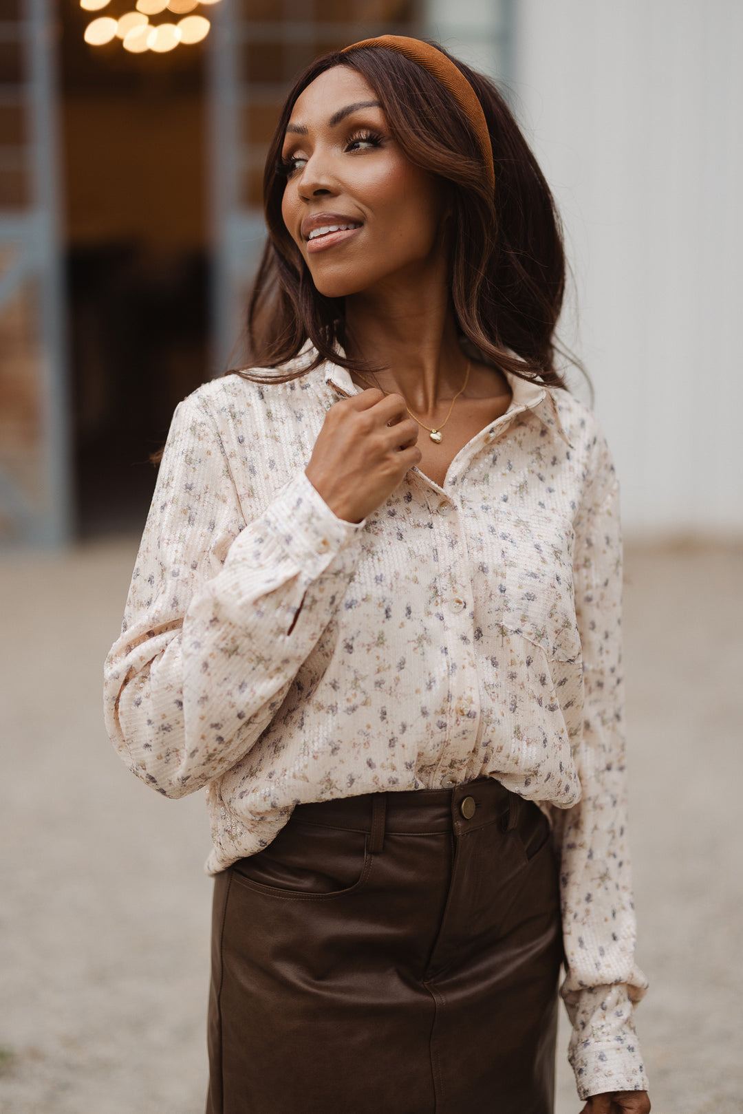 Val Blouse in Floral Sequin