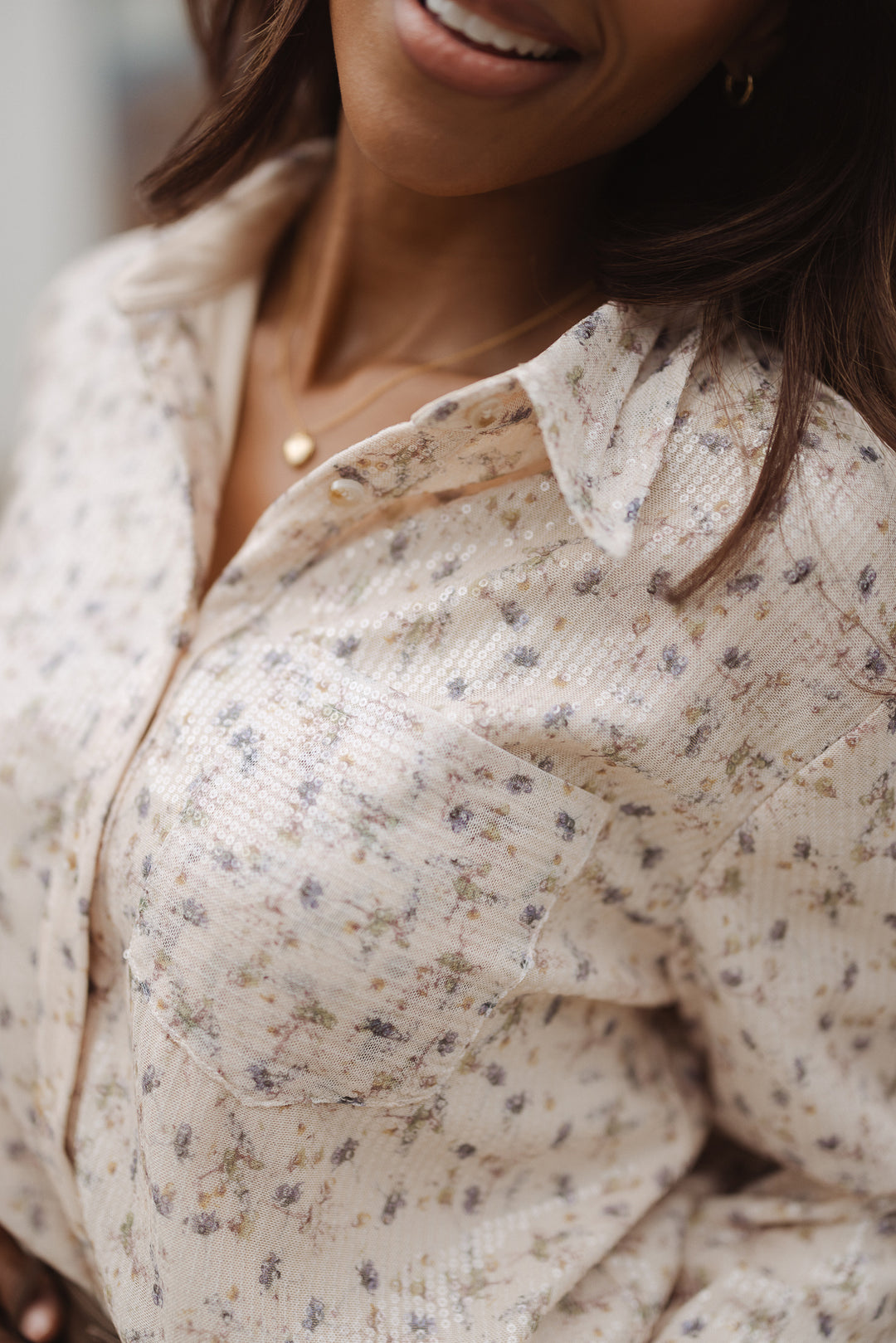 Val Blouse in Floral Sequin