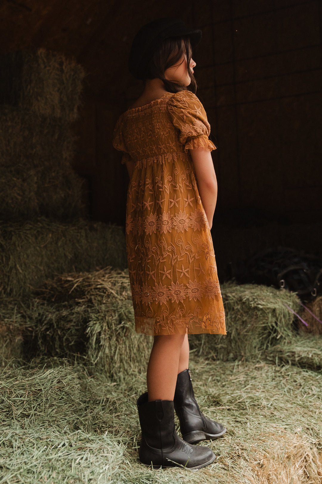 Mini Honey Dress in Brown Lace