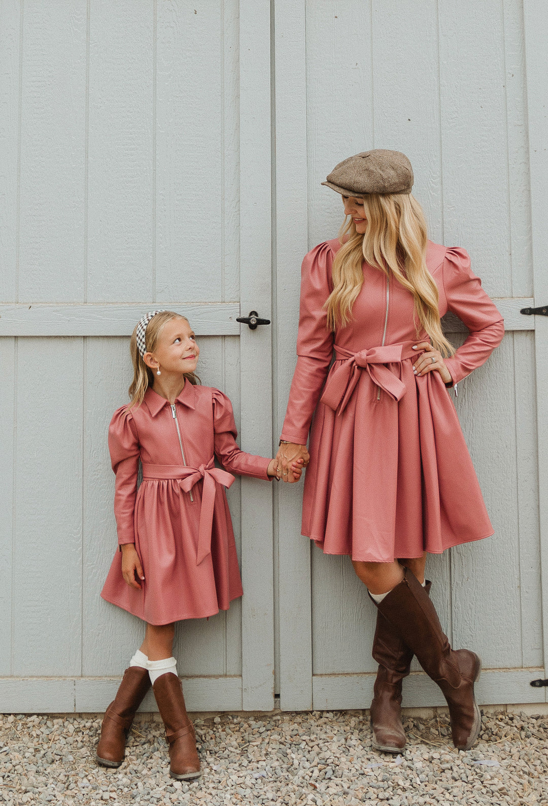 Mini Virgo Vegan Leather Dress in Pink