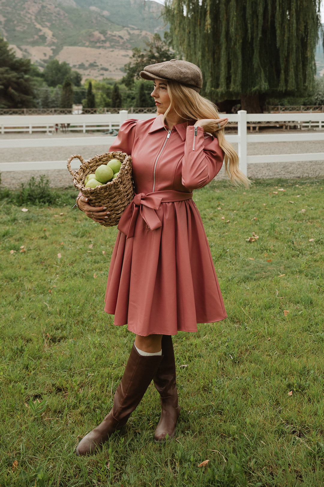 Virgo Vegan Leather Dress in Pink