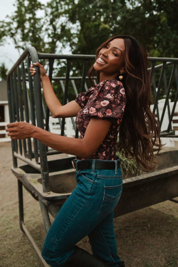 Odette Top in Moody Floral