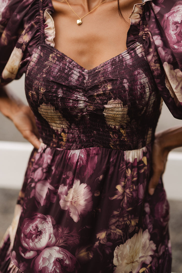 Serena Dress in Purple Floral