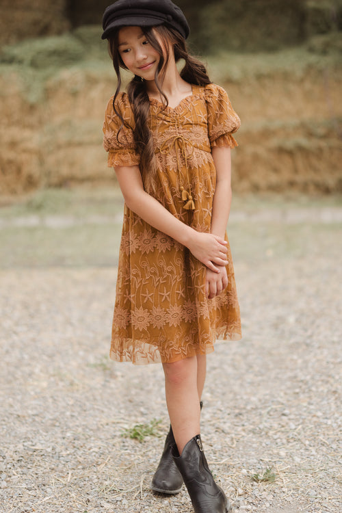 Mini Honey Dress in Brown Lace