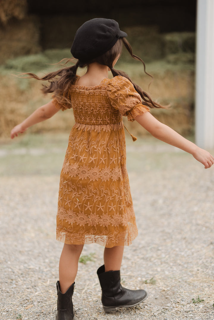 Mini Honey Dress in Brown Lace