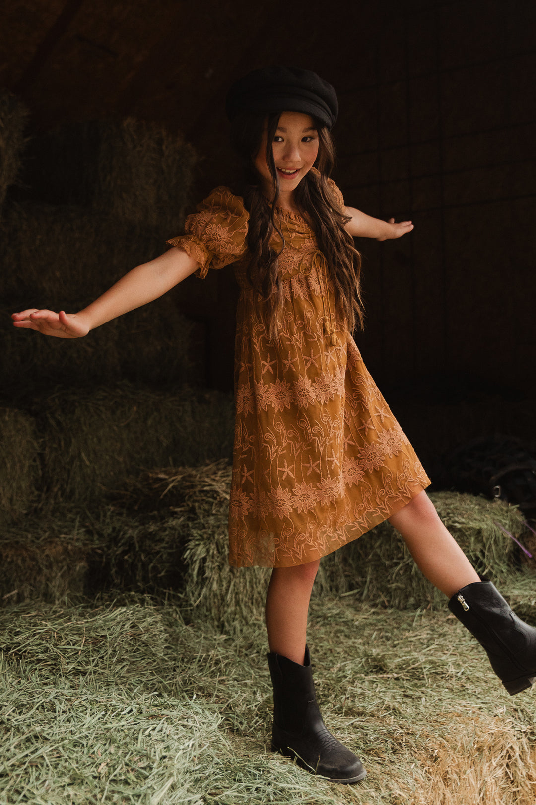 Mini Honey Dress in Brown Lace