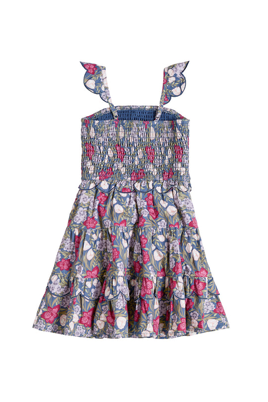 Floral dress with butterfly straps on a white background