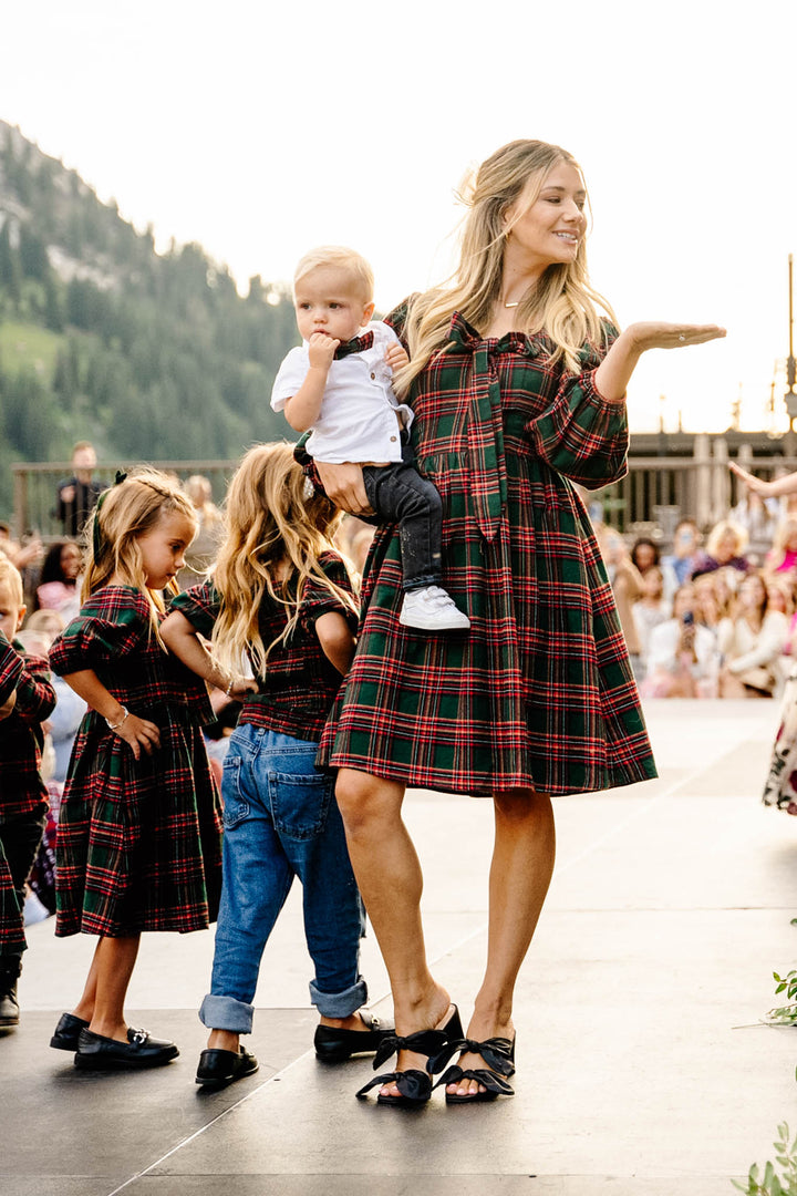 Margo Short Dress in Green Plaid