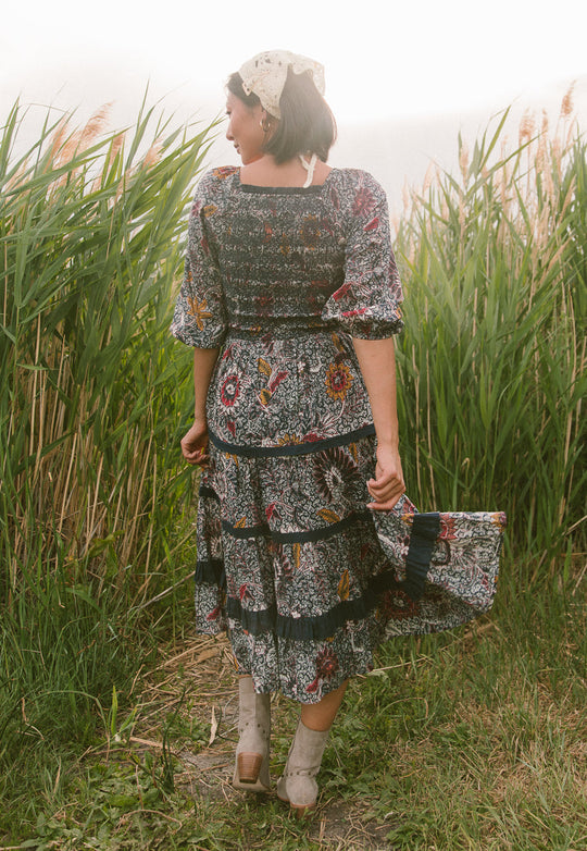 Roselyn Dress in Navy Floral