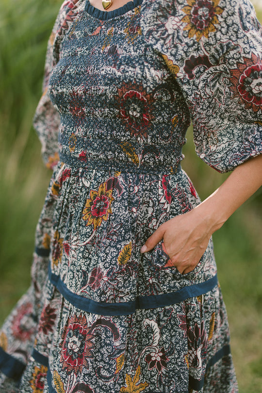 Roselyn Dress in Navy Floral