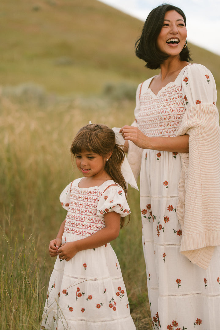 Greta Midi Dress in Rust Floral