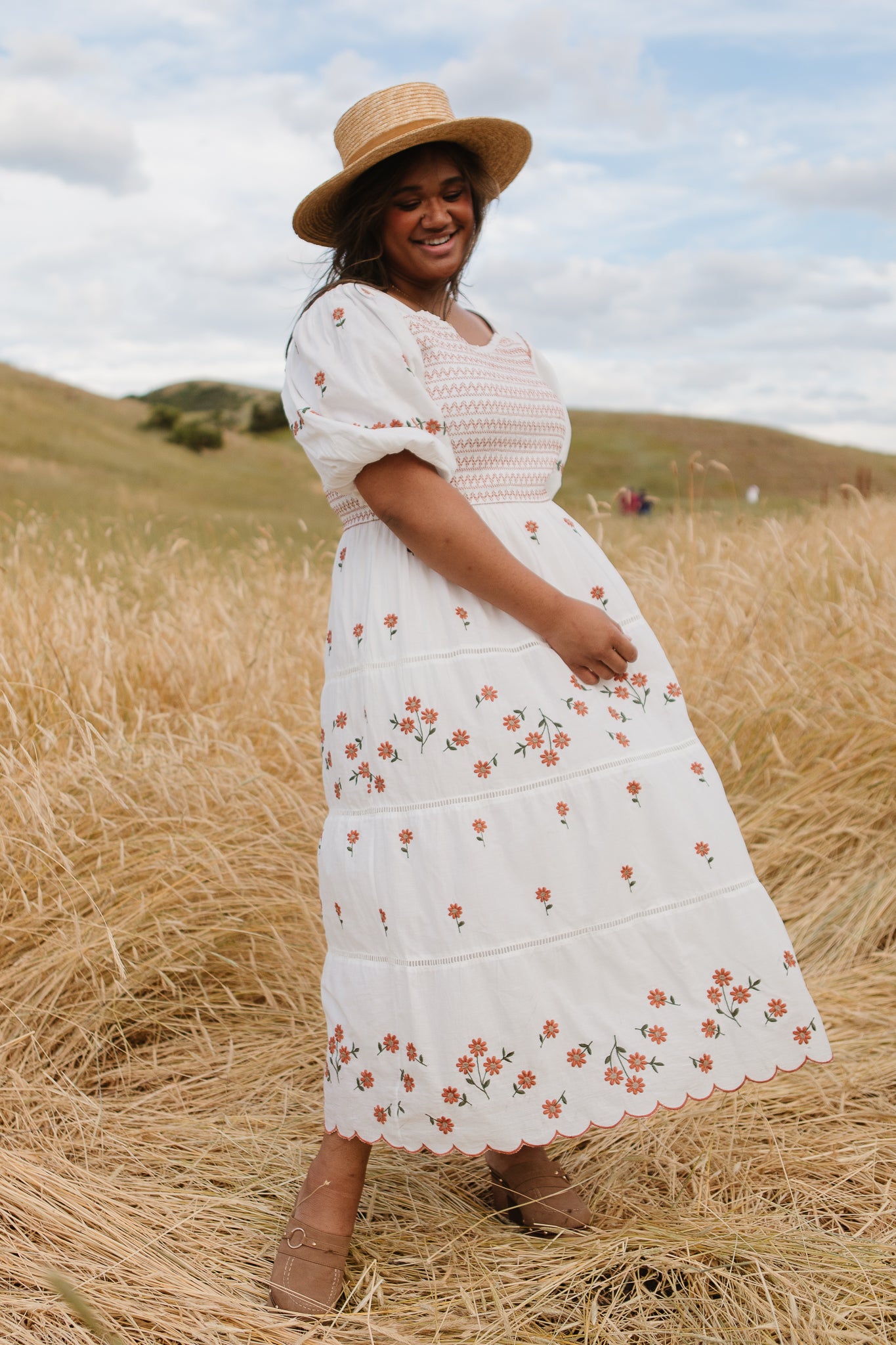 Greta Midi Dress in Rust Floral – Ivy City Co