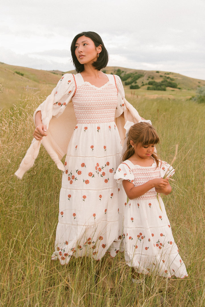 Greta Midi Dress in Rust Floral