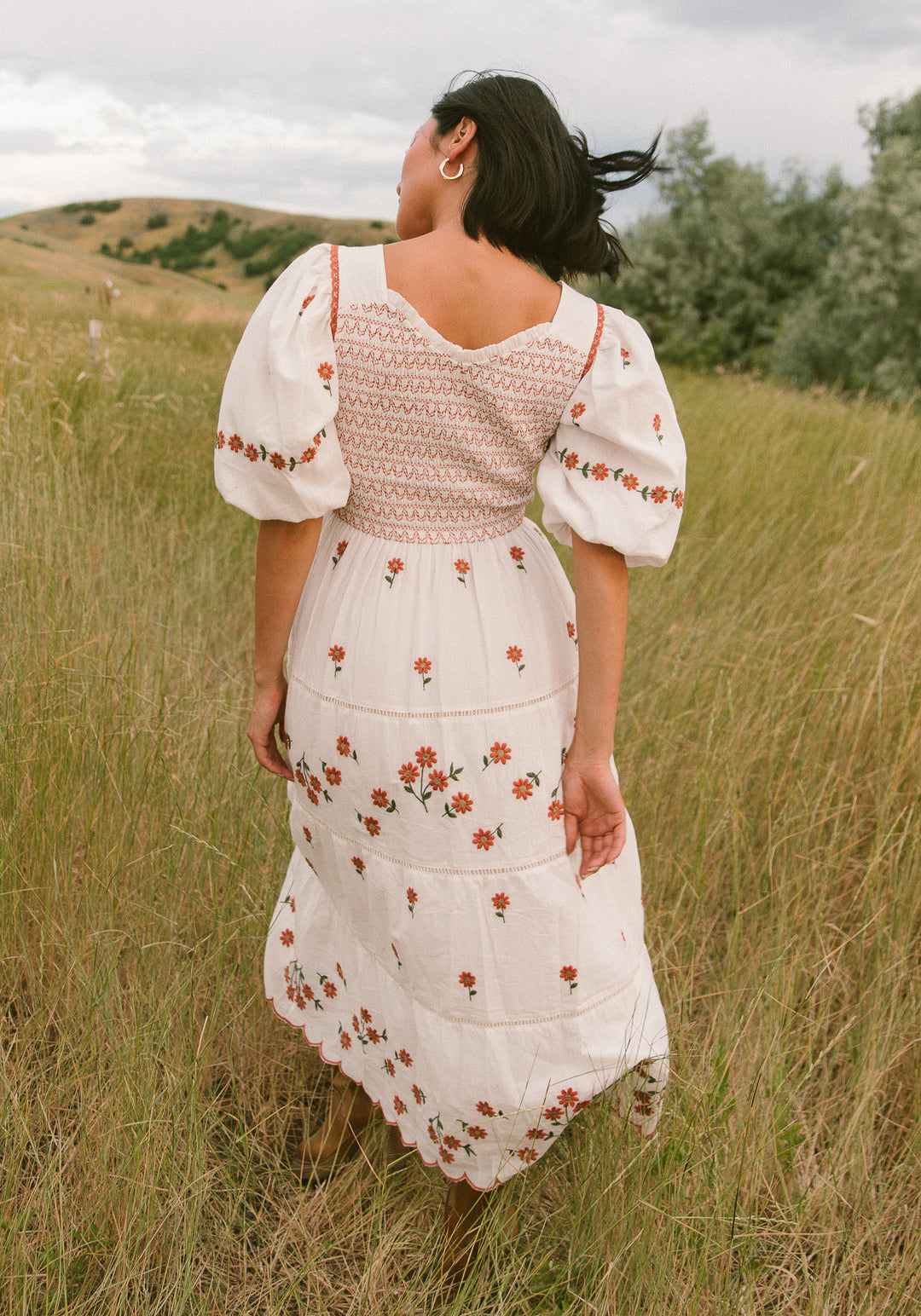 Greta Midi Dress in Rust Floral