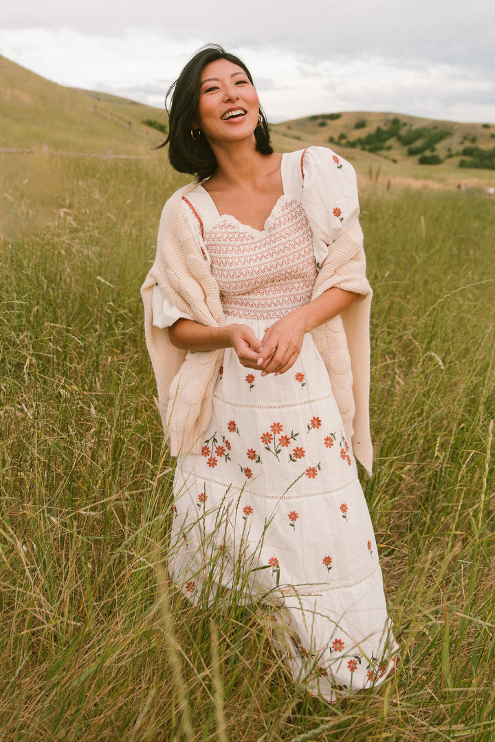 Greta Midi Dress in Rust Floral