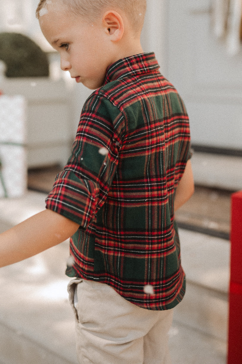 Boys John Shirt in Hattie Green Plaid