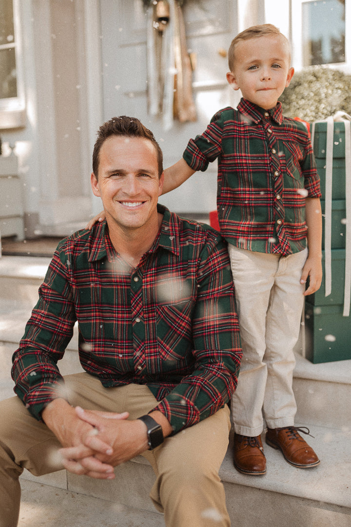 Boys John Shirt in Hattie Green Plaid