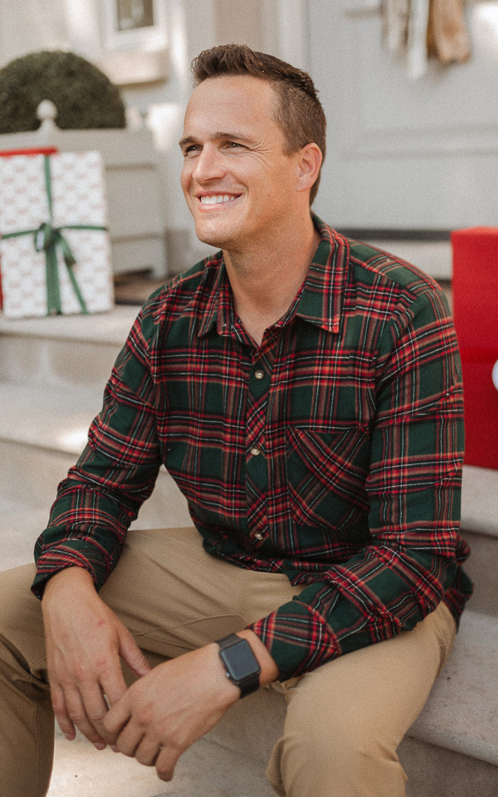 Mens John Shirt in Hattie Green Plaid