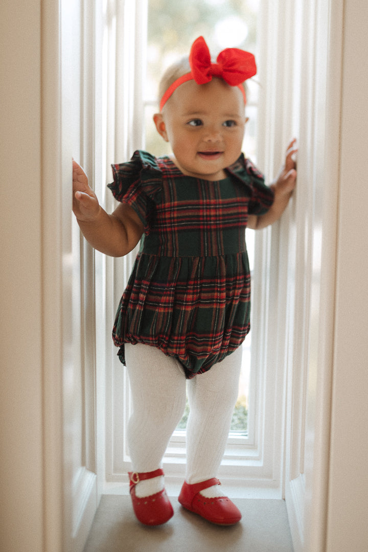 Baby Hattie Romper in Green Plaid