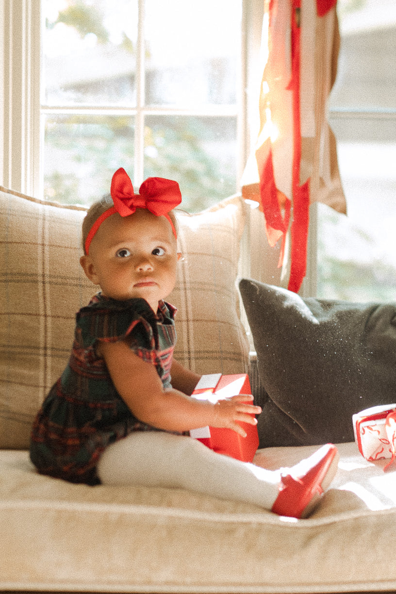 Baby Hattie Romper in Green Plaid