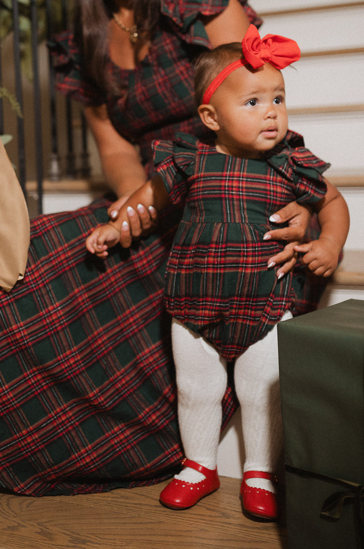 Baby Hattie Romper in Green Plaid