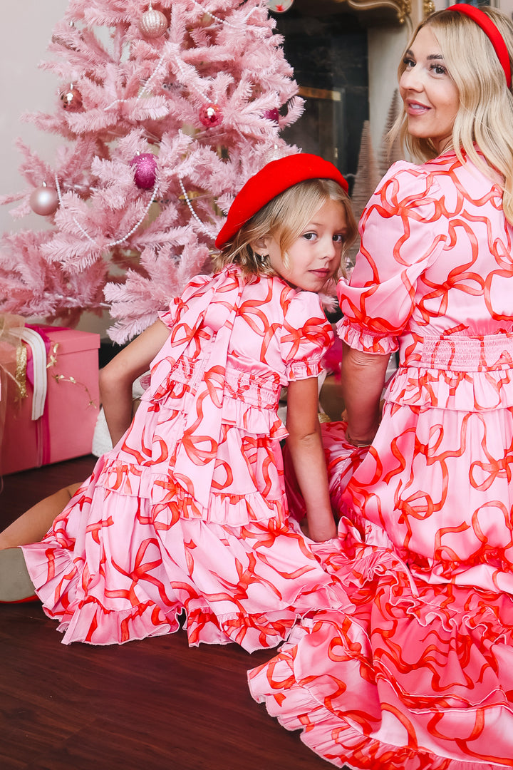 Mini Ribbons and Bows Dress in Pink