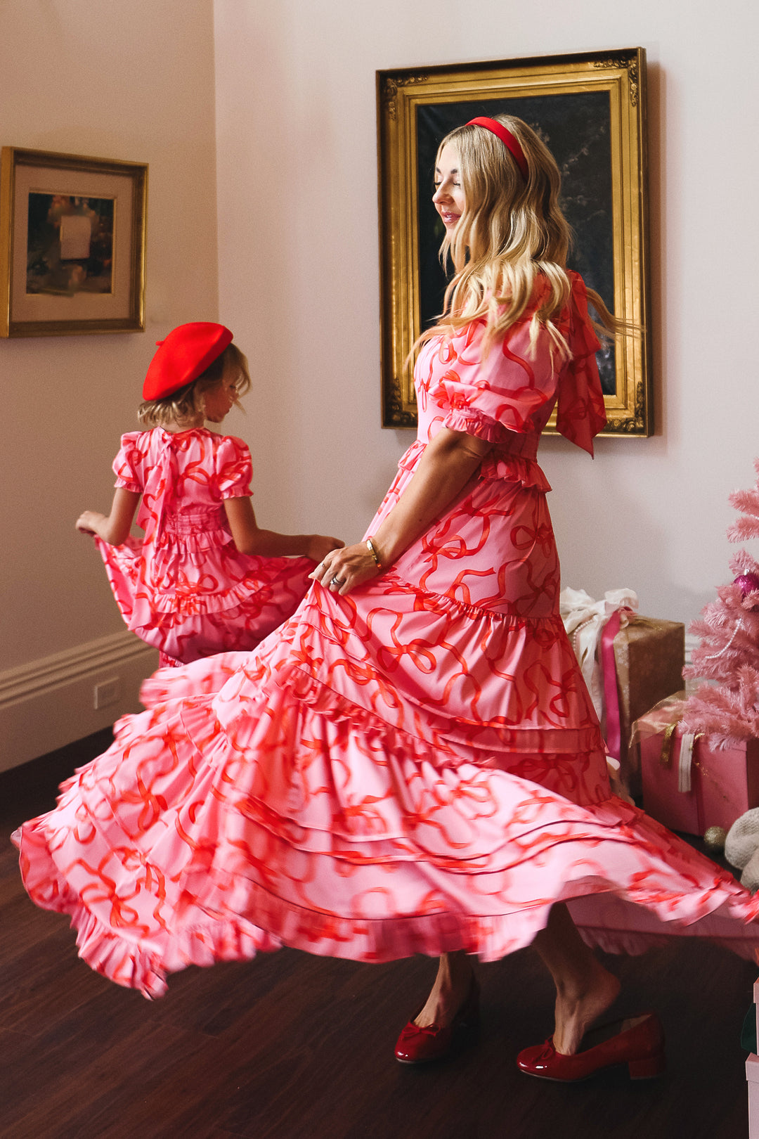 Ribbons and Bows Dress in Pink