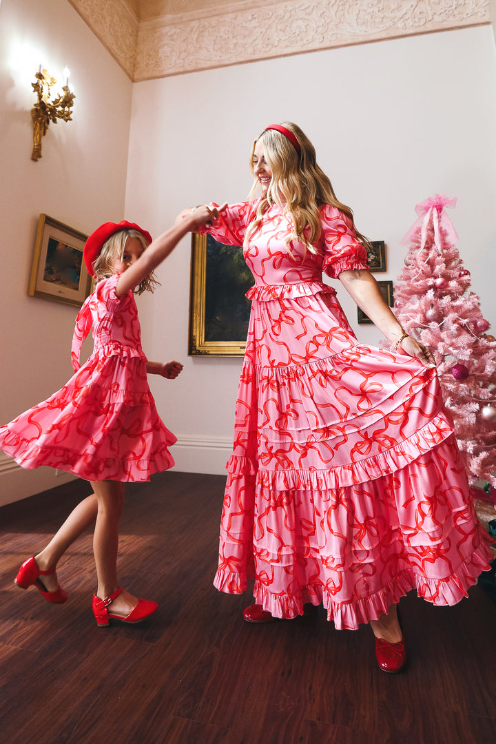 Ribbons and Bows Dress in Pink