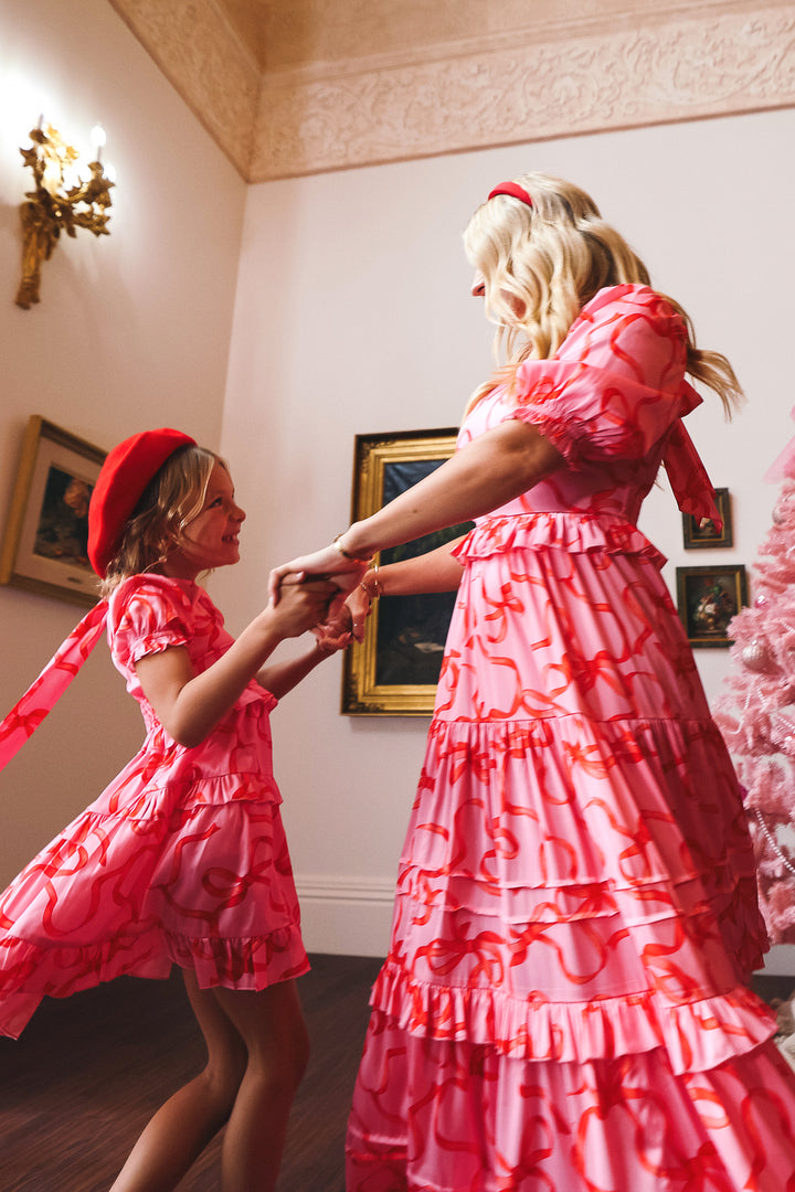 Ribbons and Bows Dress in Pink