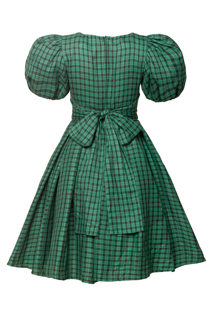 Cupcake Dress in Bright Green Plaid