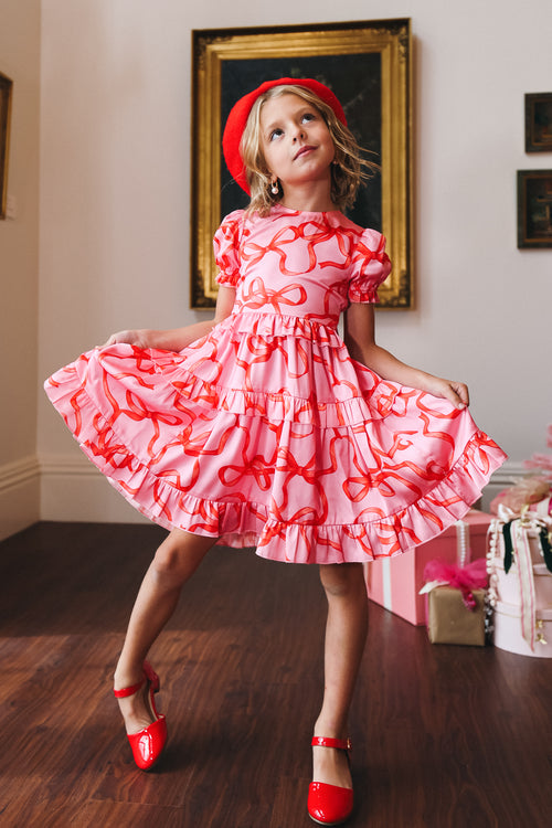 Mini Ribbons and Bows Dress in Pink