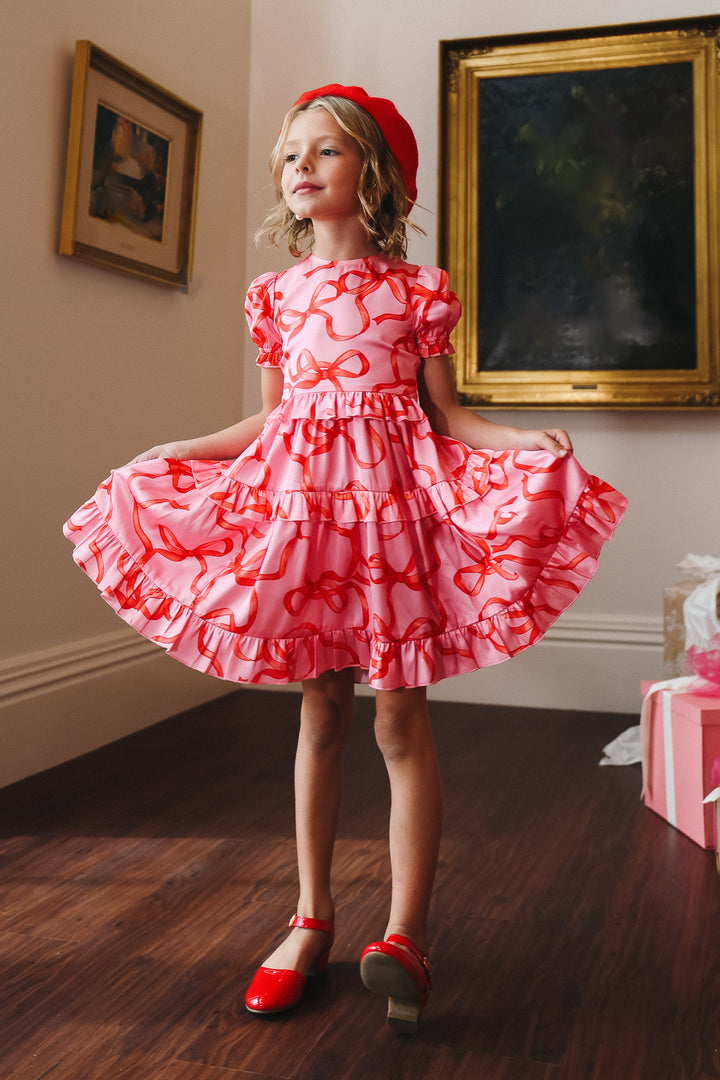 Mini Ribbons and Bows Dress in Pink