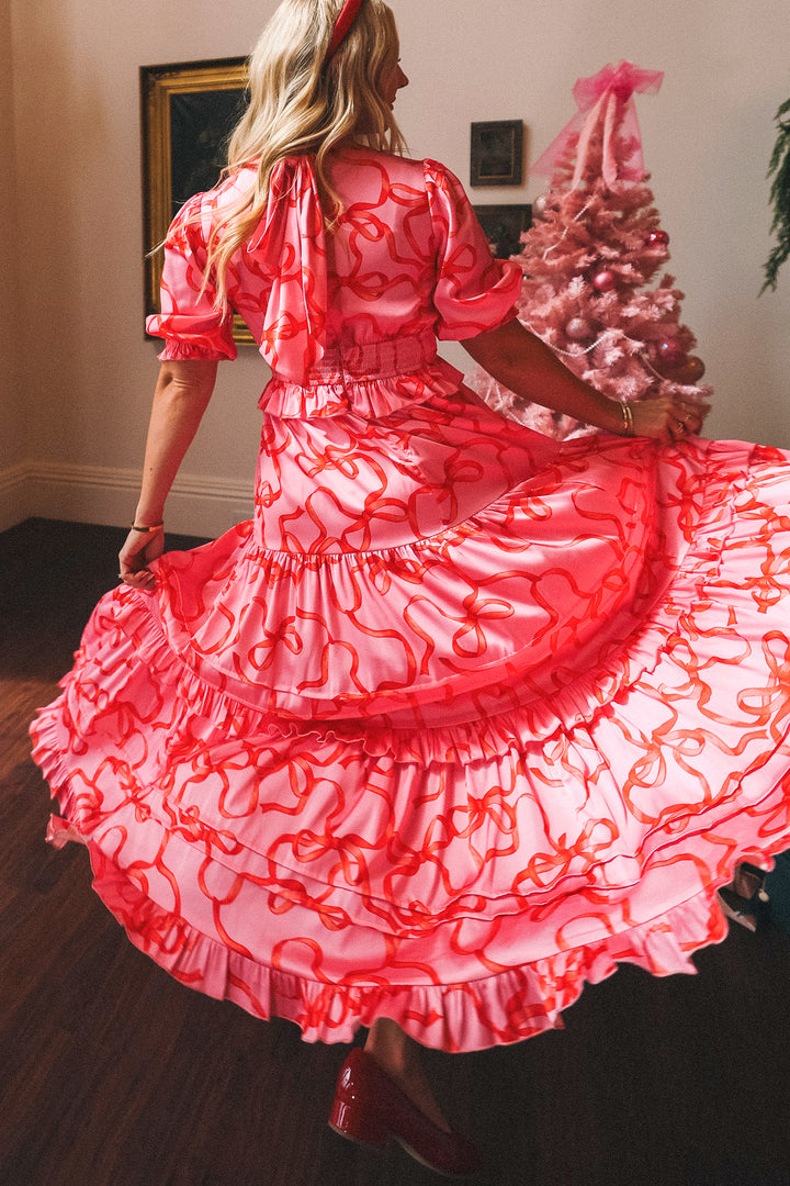 Ribbons and Bows Dress in Pink