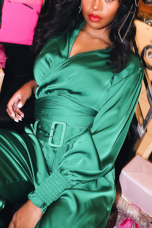 Zendaya Top in Emerald Satin