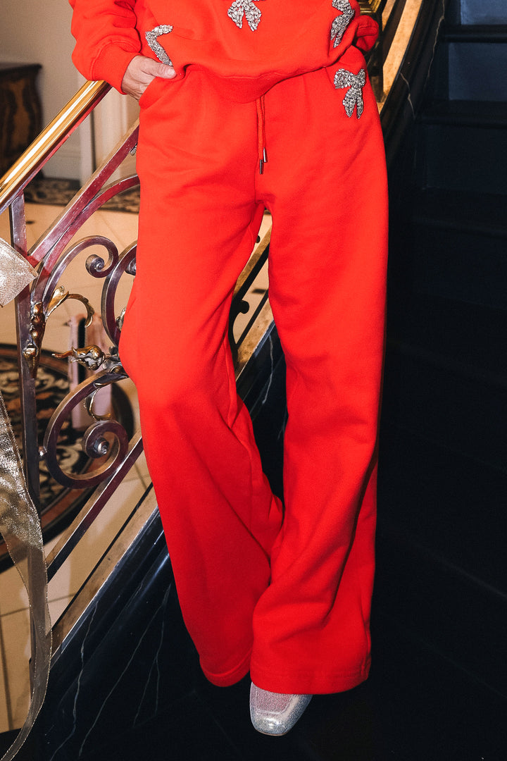 Ivy Jewel Bow Sweatpants in Red - FINAL SALE