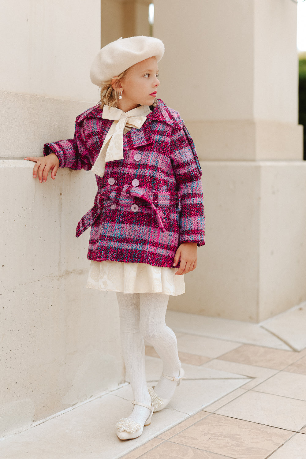Mini Holly Plaid Coat in Violet - FINAL SALE