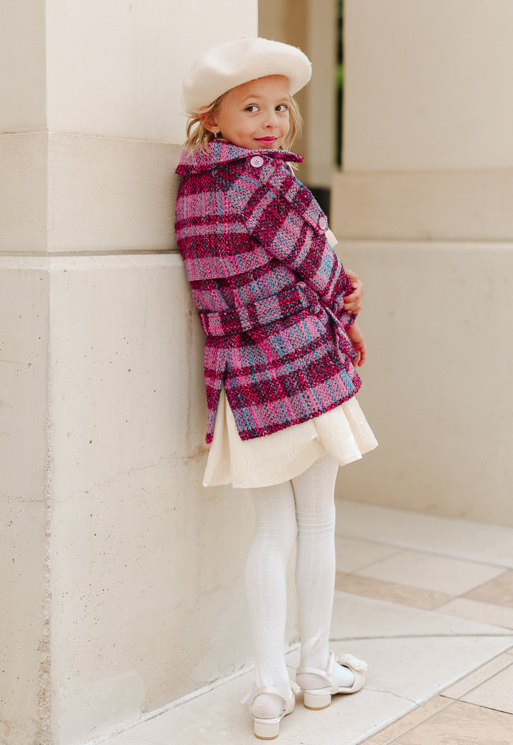 Mini Holly Plaid Coat in Violet