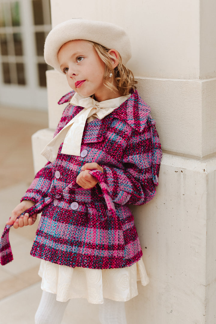 Mini Holly Plaid Coat in Violet