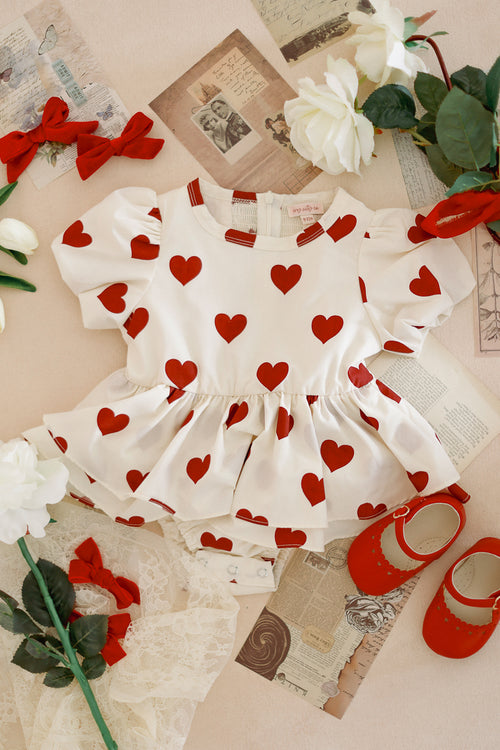 Baby Picnic Skirt Romper in Hearts - FINAL SALE